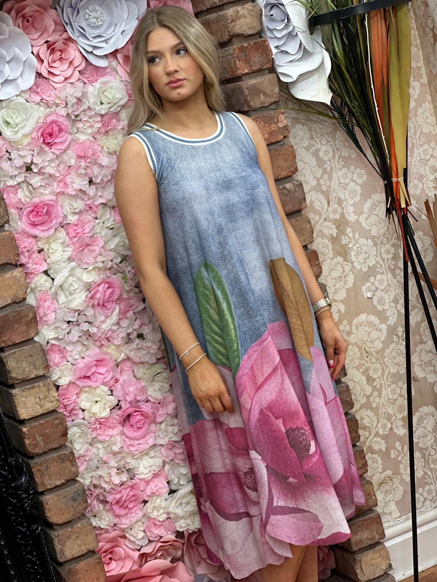 JERSEY TEE SPARKLE FLOWER DRESS- #SALE15