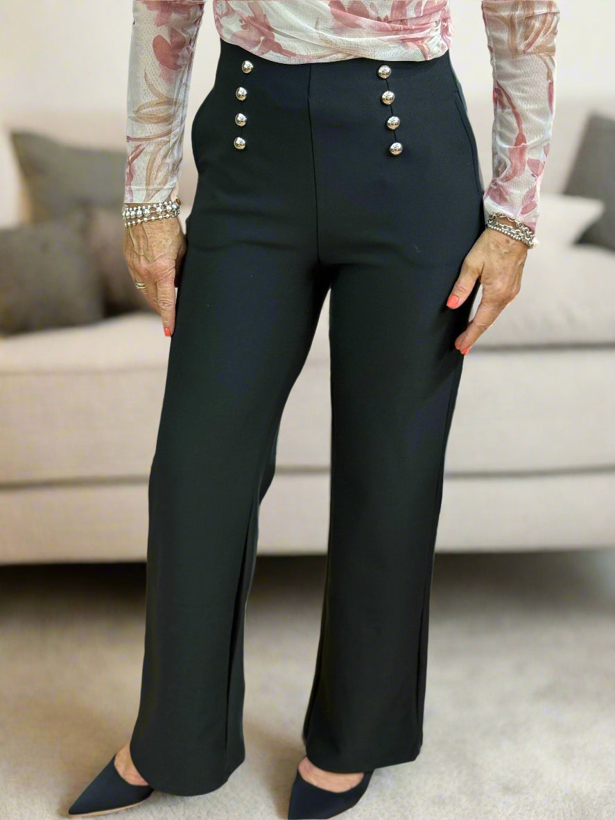 MILA-MWBASIC BUTTONS TROUSER-BLACK