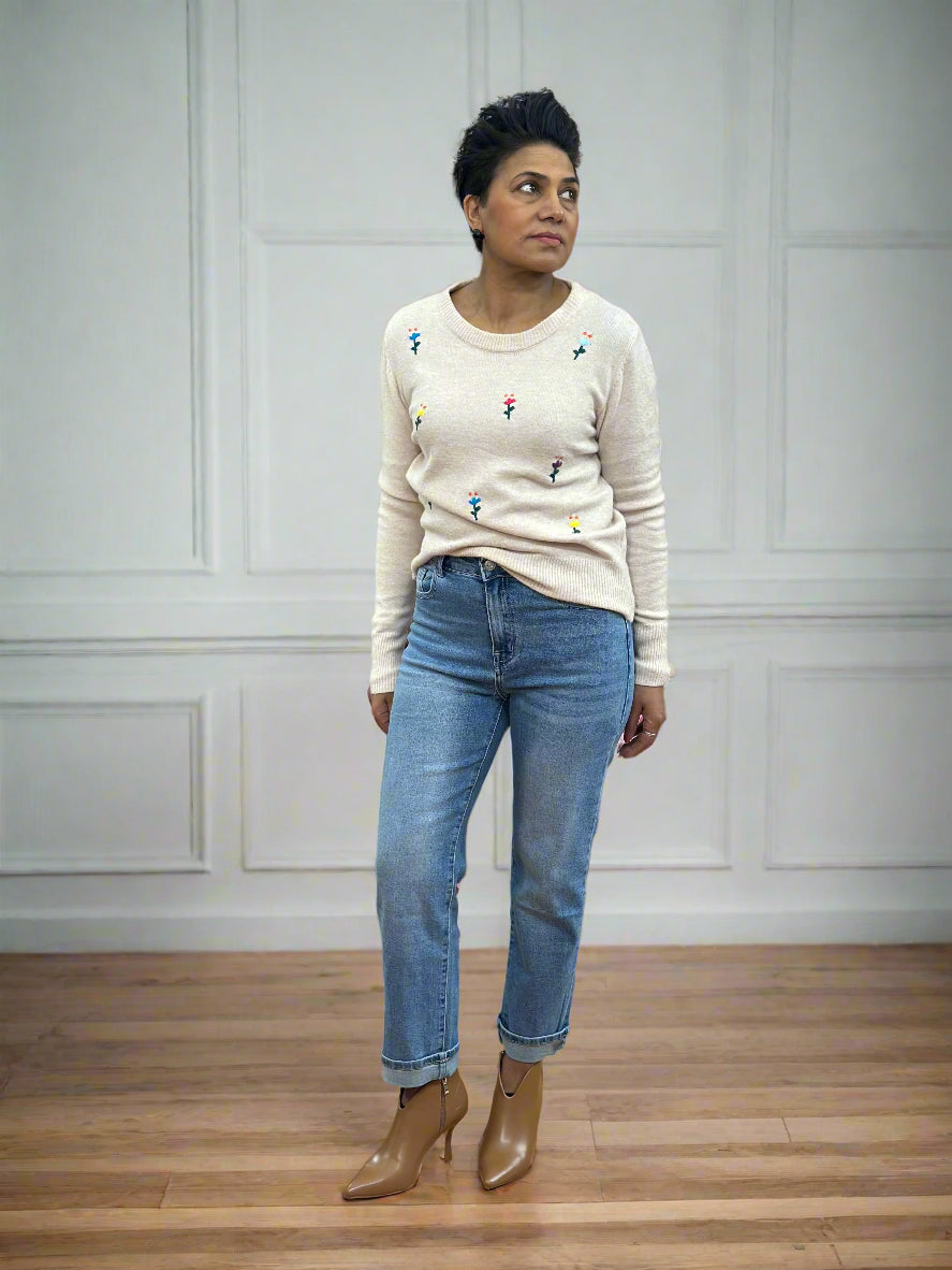 ABBIE- RB STRAIGHT FIT MID DENIM