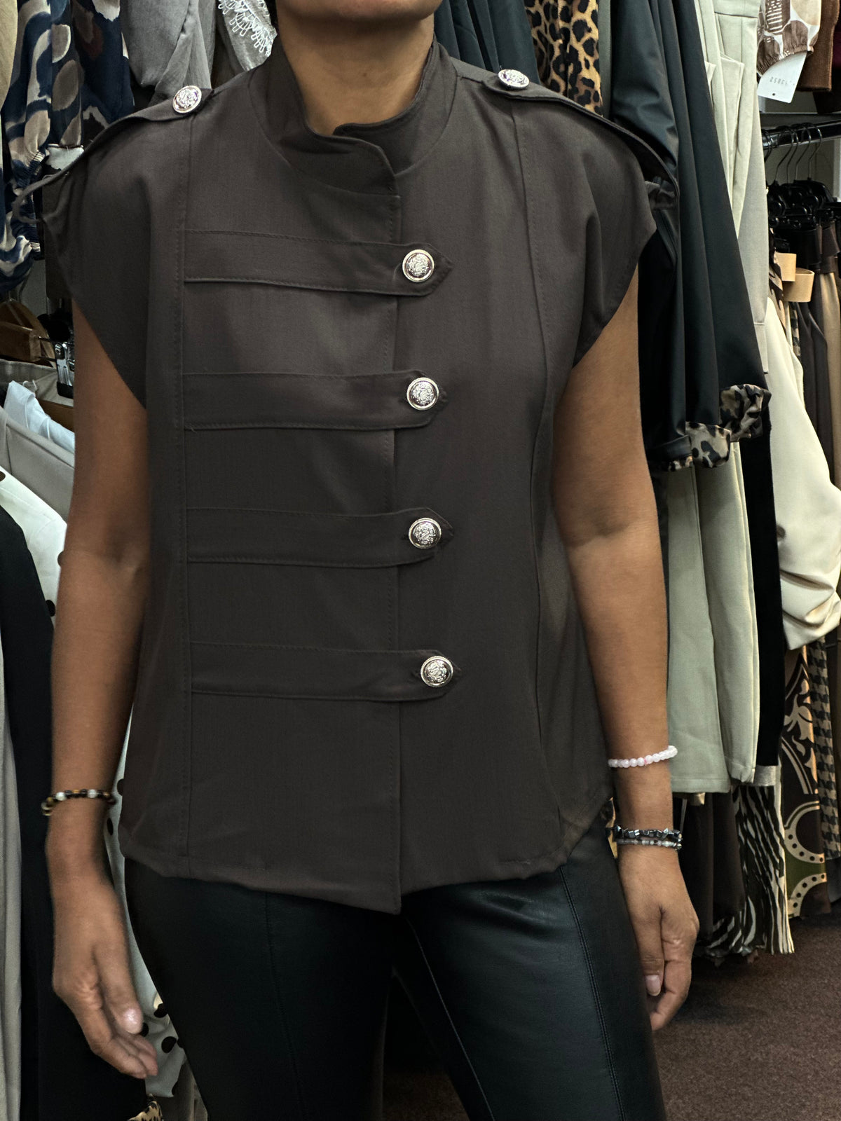 RORY-ONE SIDE MILITARY BTN WAISTCOAT -fits 8/10-14