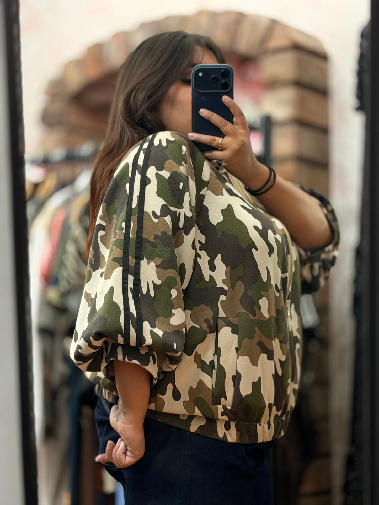 SAGE-PUFF SLV CAMO JACKET