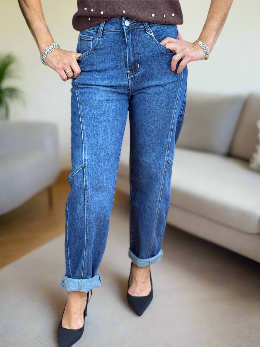 ZOE-GSMACK STITCH DETAIL BARREL JEAN
