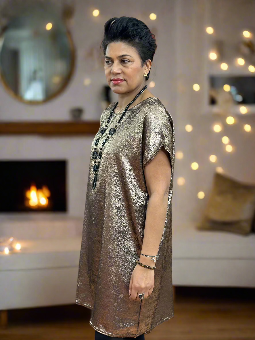 METALLIC TUNIC DRESS-#SALE