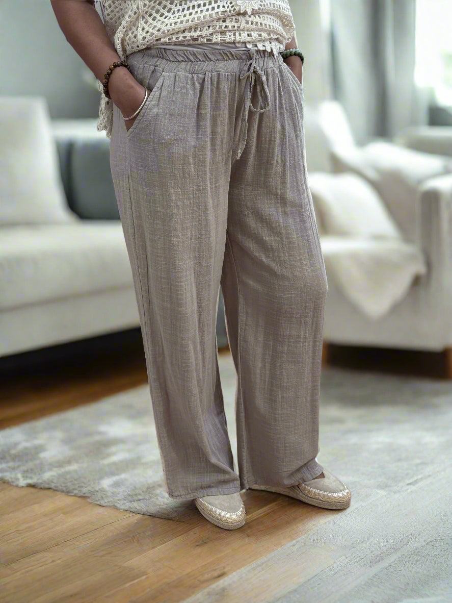 CARLTON - SLUB LINEN LOOK STR LEG TROUSER