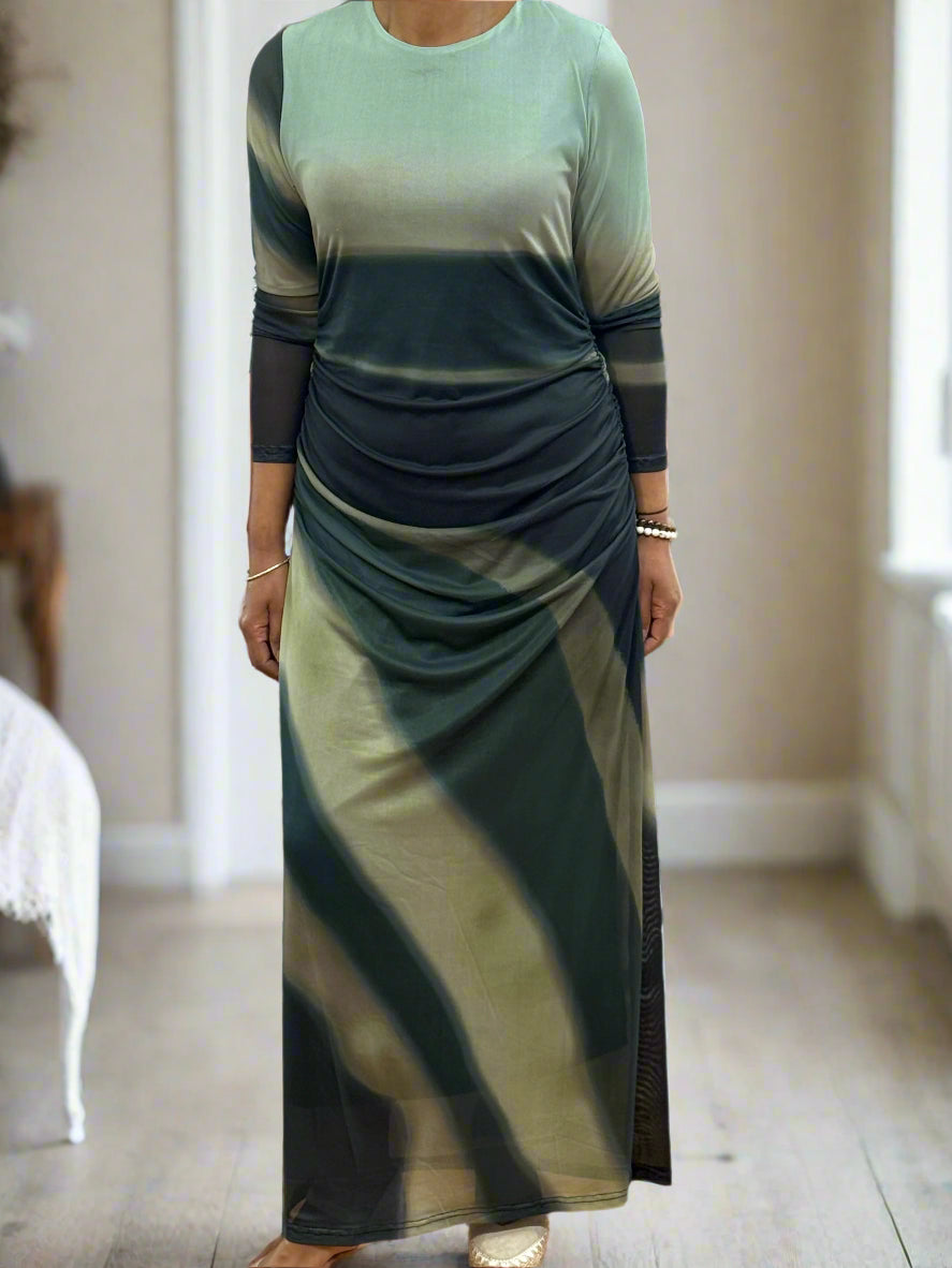 LILA-LONG SLV SIDE RUCHED DRESS
