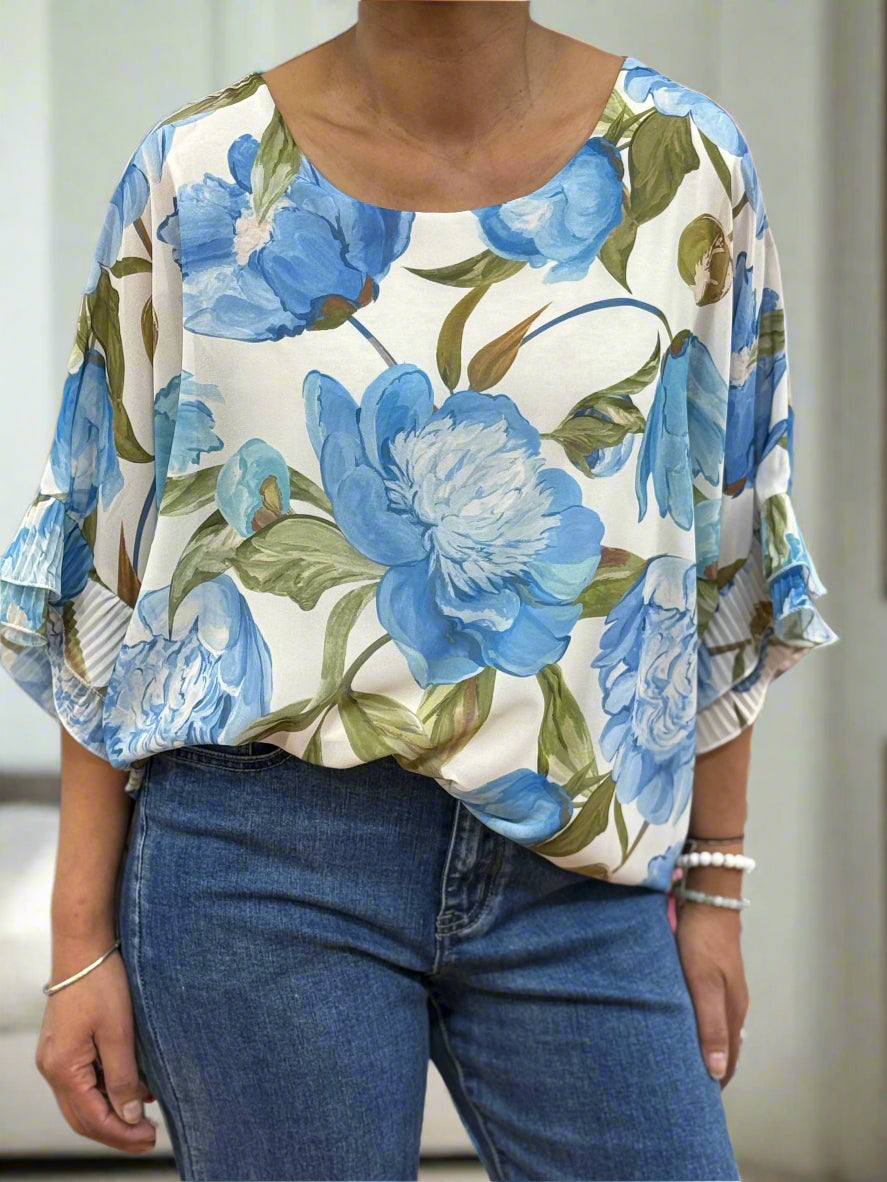 DAKOTA- FRILL SLEEVE PRINT TOP