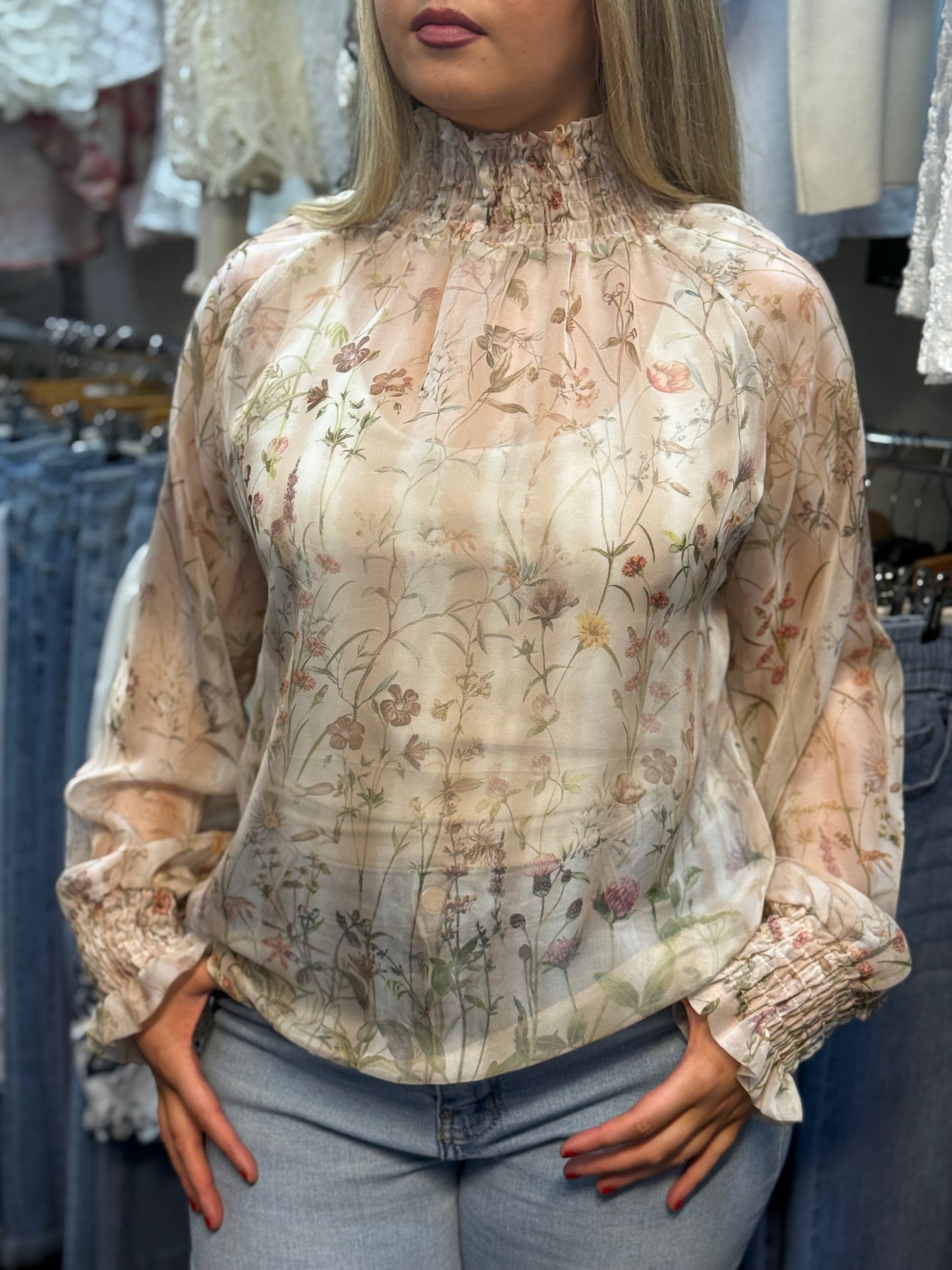 VERITY-PRINTED SEARRING NECK TOP #SunshineSALE