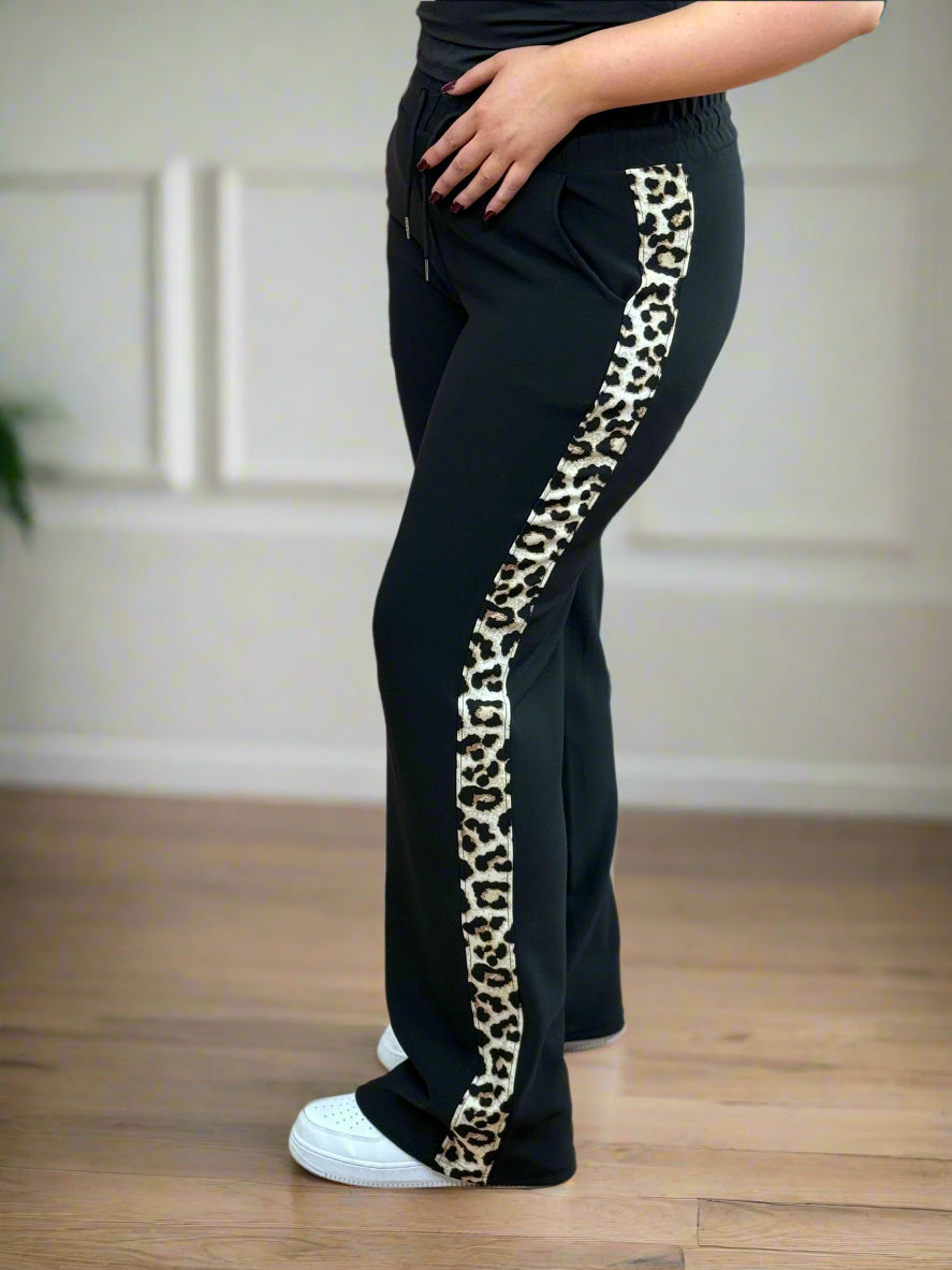 MARA- ANIMAL SIDE TRIM BLACK PANT