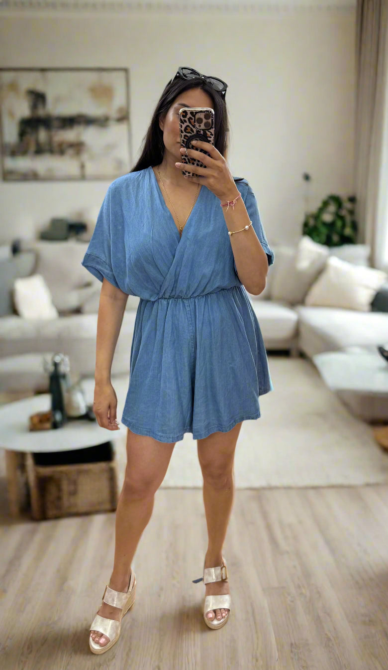 LOVET- DENIM SHORTS PLAYSUIT