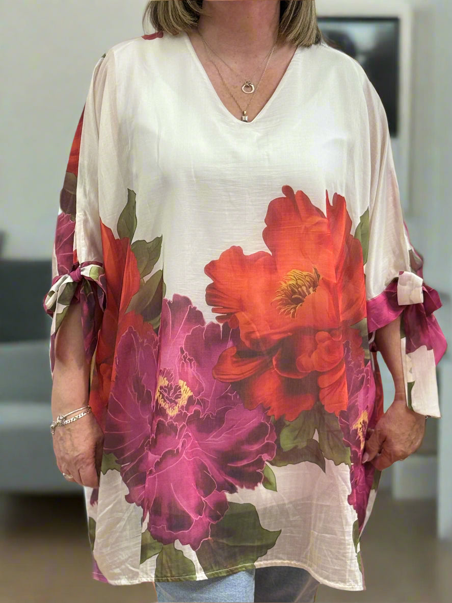 NIKITA - FLORAL OVERSIZED TIE SLEEVE TOP