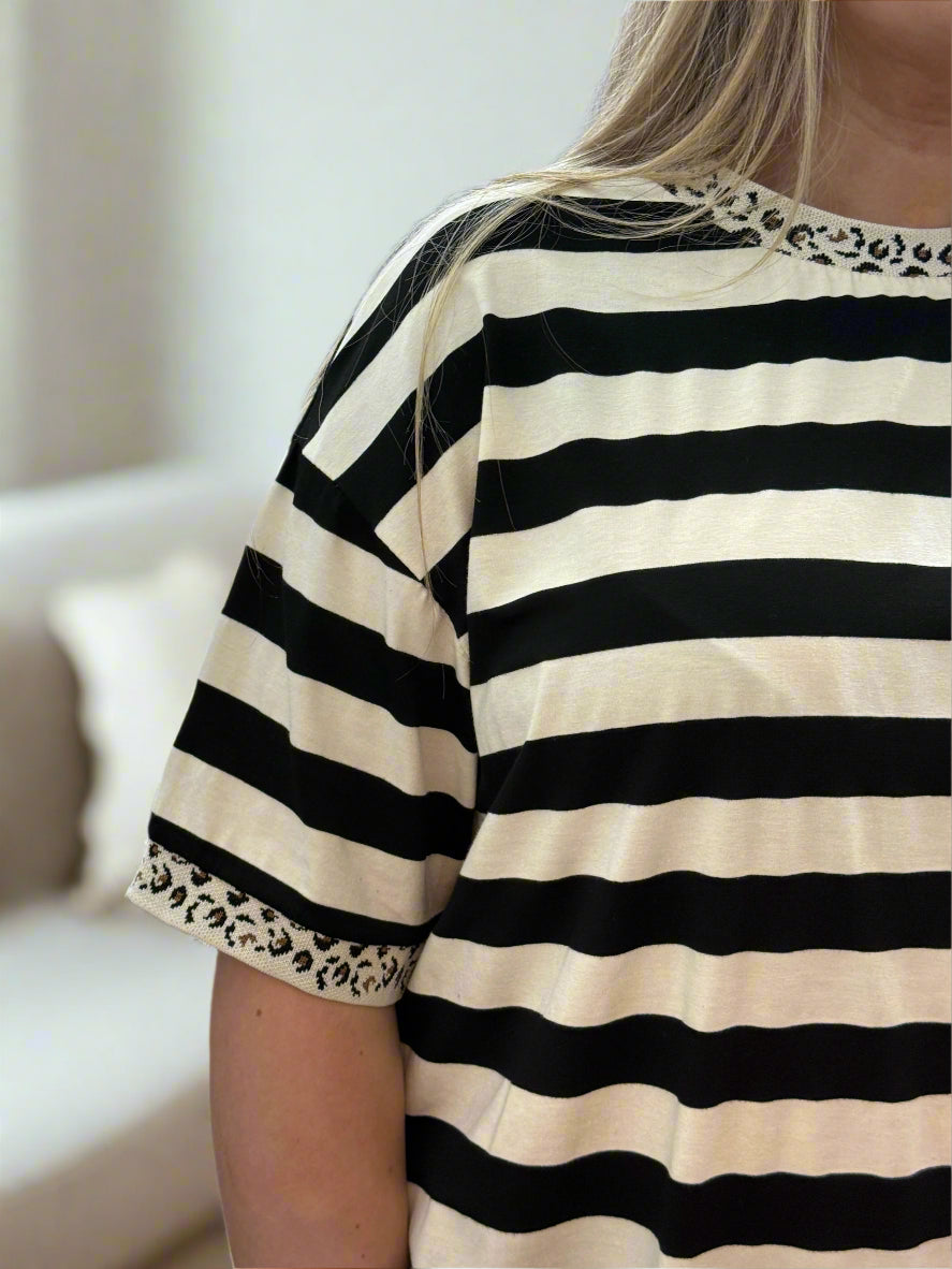 BAILEY -STRIPE TEE ANIMAL TRIM