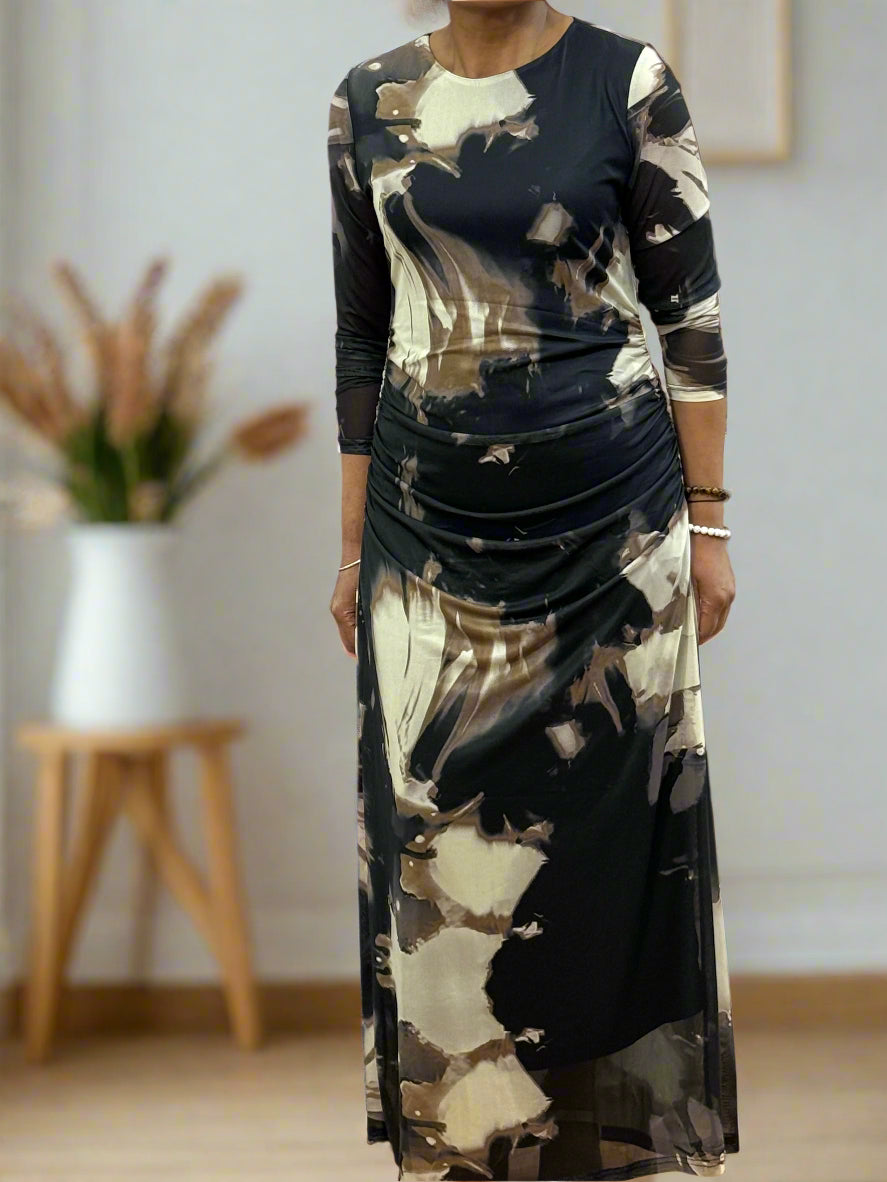 LILA-LONG SLV SIDE RUCHED DRESS