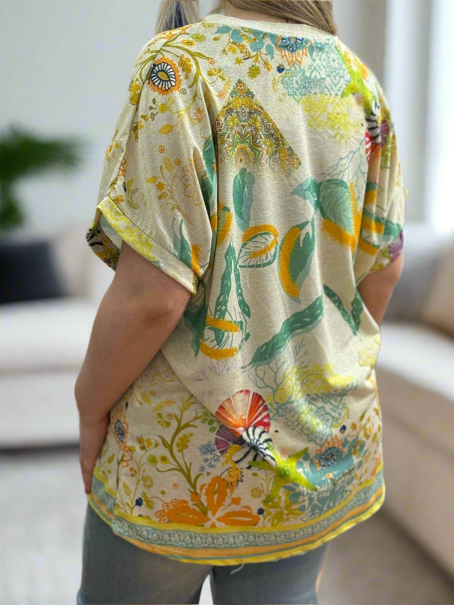 PALOMA - JULES SHIMMER JERSEY PRINT TOP