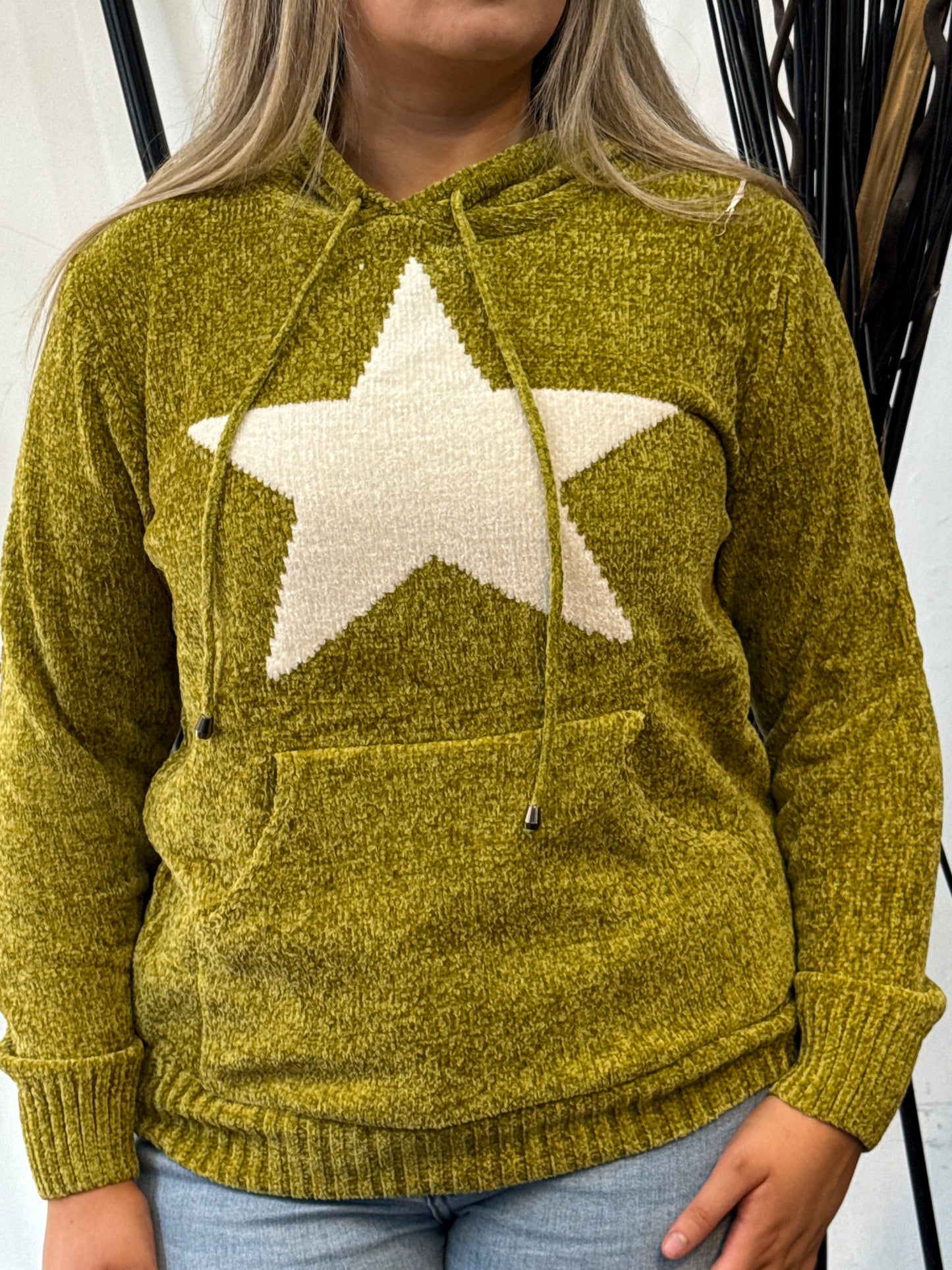 JAMIE-CHENNILE HOODY STAR JUMPER -FLASHSALE