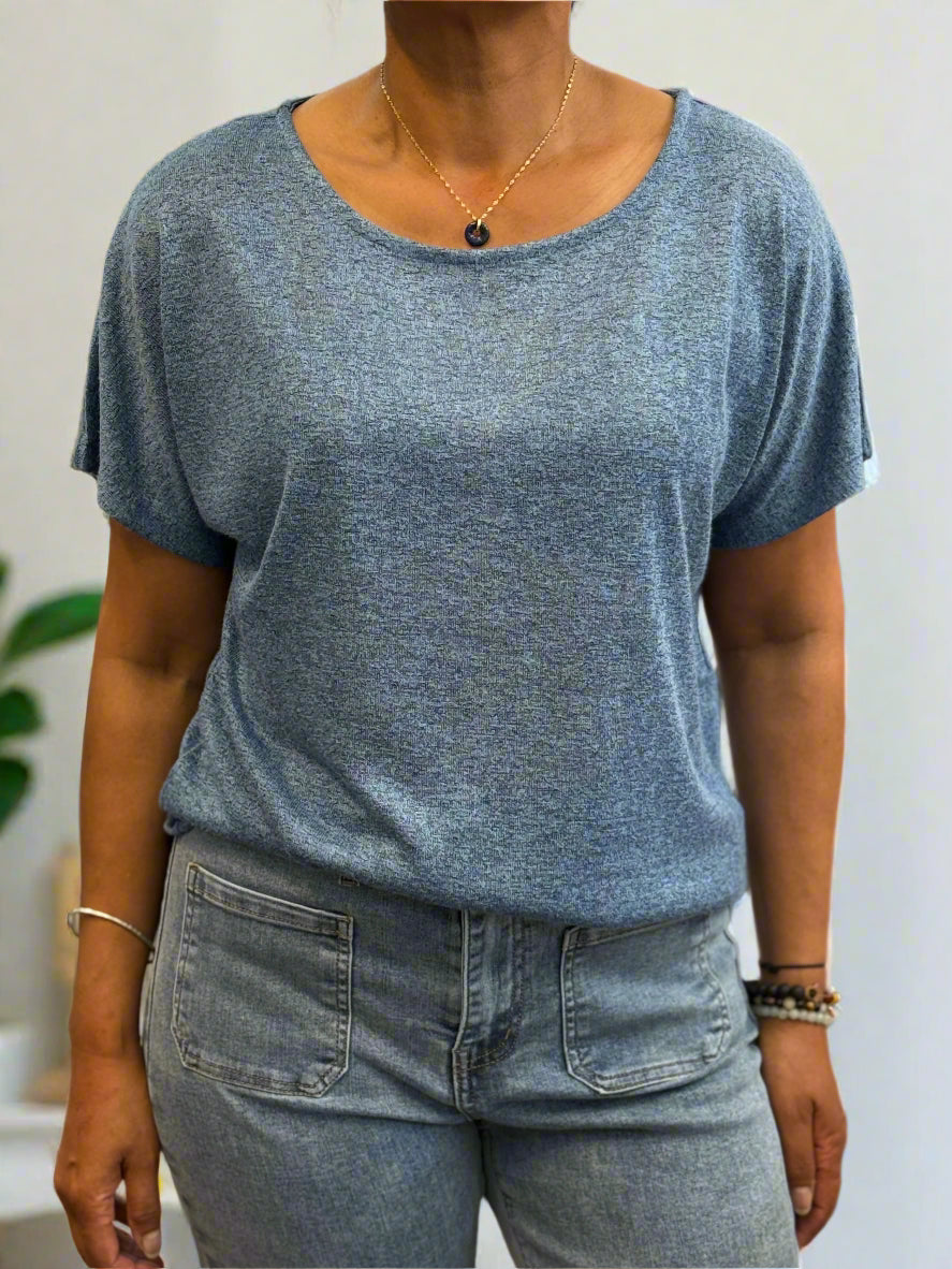 BYOUNG -SAKI SLUB TEE TOP- BLUE