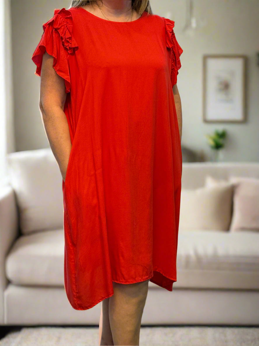 GABY-FRILL SHOULDER CURVE DRESS