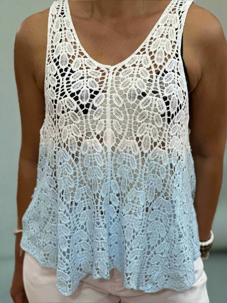 ROMA- DIP DYE CROCHET SWING VEST