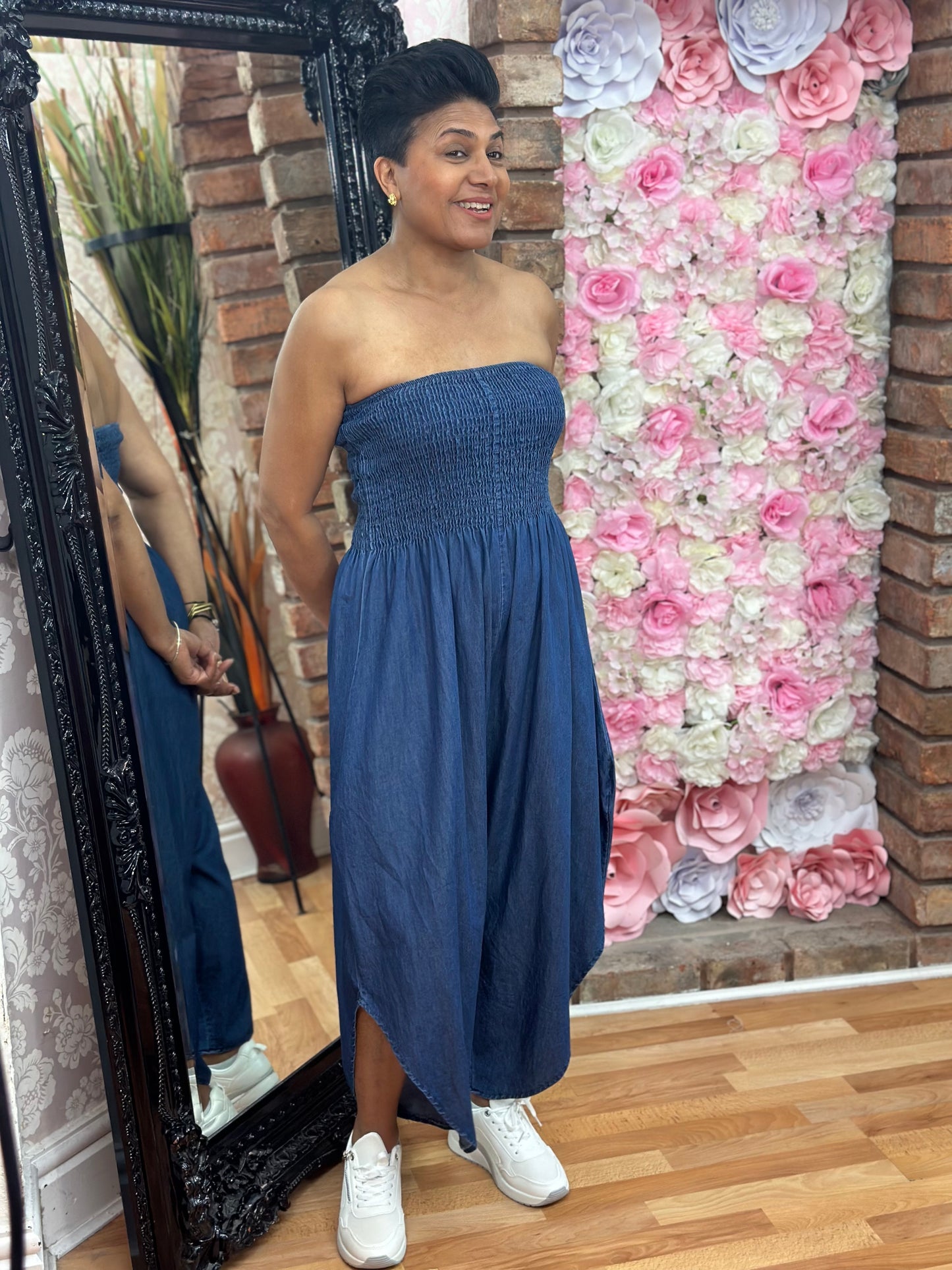 DENIM BOOBTUBE J/SUIT-
