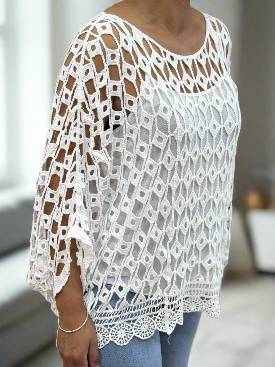 IONA-BW CROCHET TOP