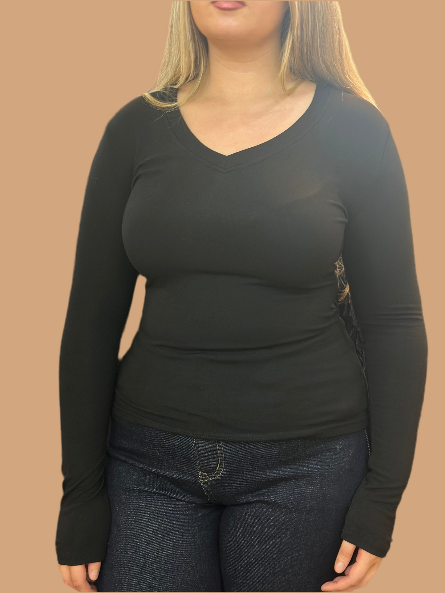 MWBASIC ALIE VNECK LONG SLEEVED TOP