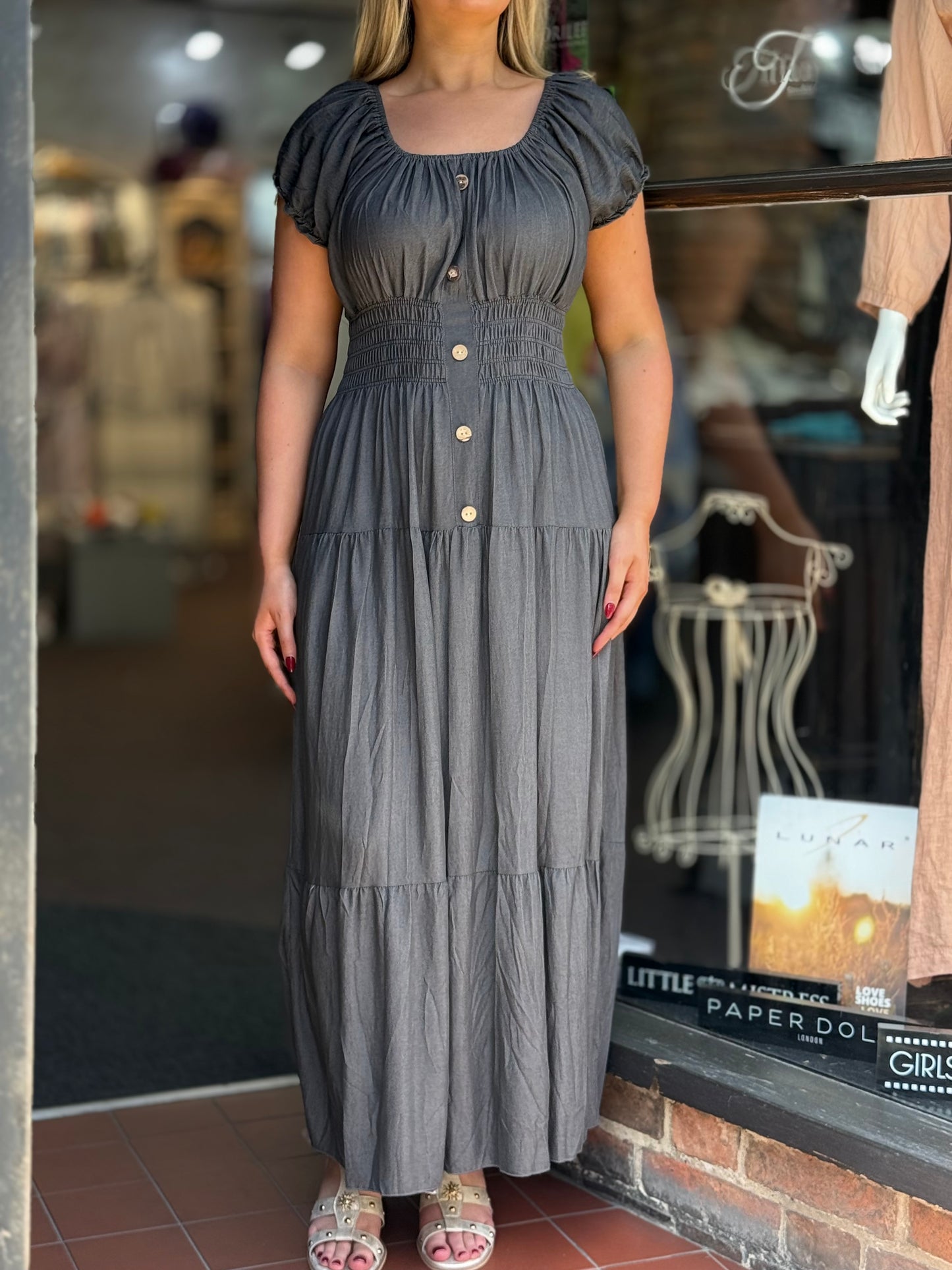 KARINA- BARDOT PLAIN MAXI DRESS