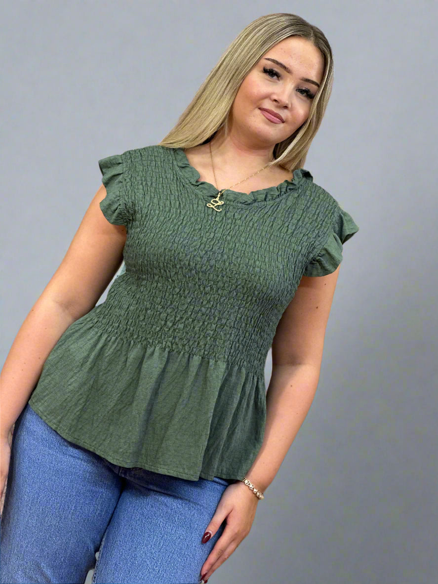 AMIE - SHEARING FRILL SLV TOP
