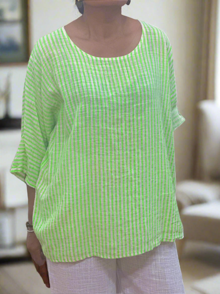 NEONS-HARRIET COTTON STRIPE TOP -