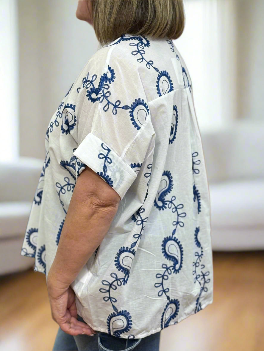 PAISLEY O/S COTTON G/DAD TOP-PLUS