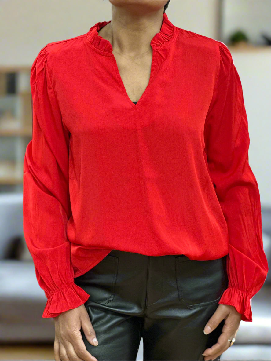 FRANSA-DIANA BLOUSE TOP-RED