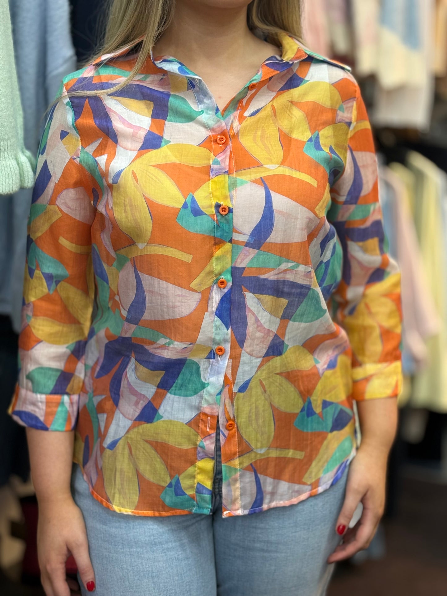 IRIS- TENCEL ORANGE MIX SHIRT
