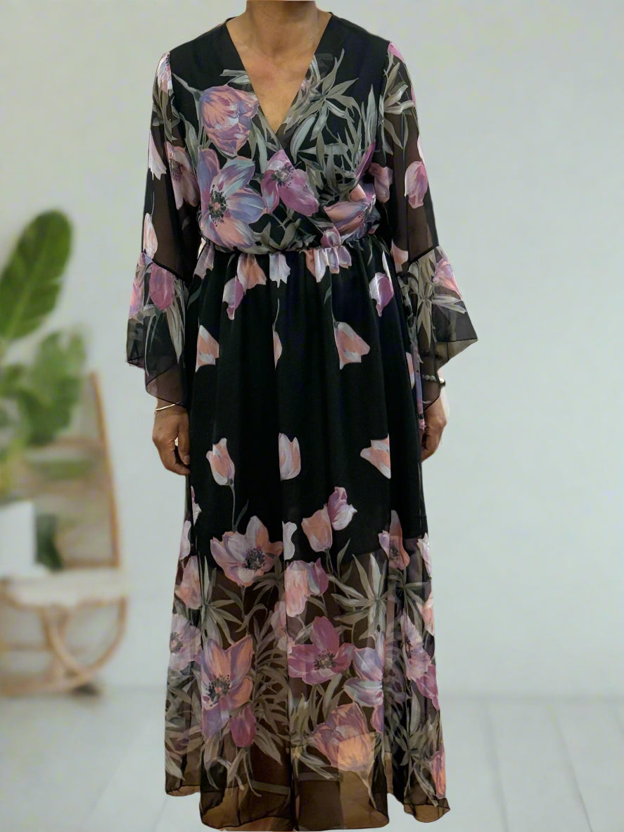 EDEN- CHIFFON FLORAL MAXI DRESS