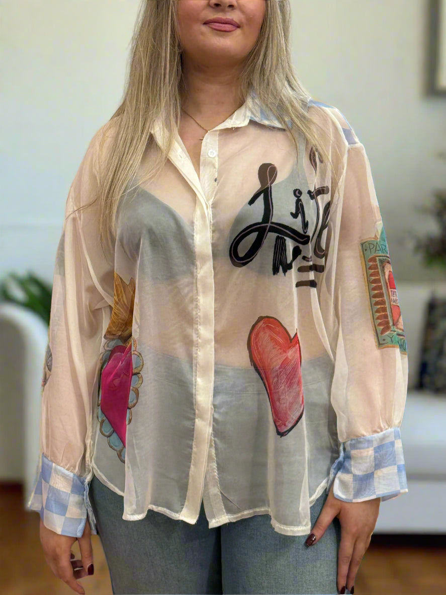 ALYSSA- LOVE LIFE SHEER BLOUSE/SHIRT