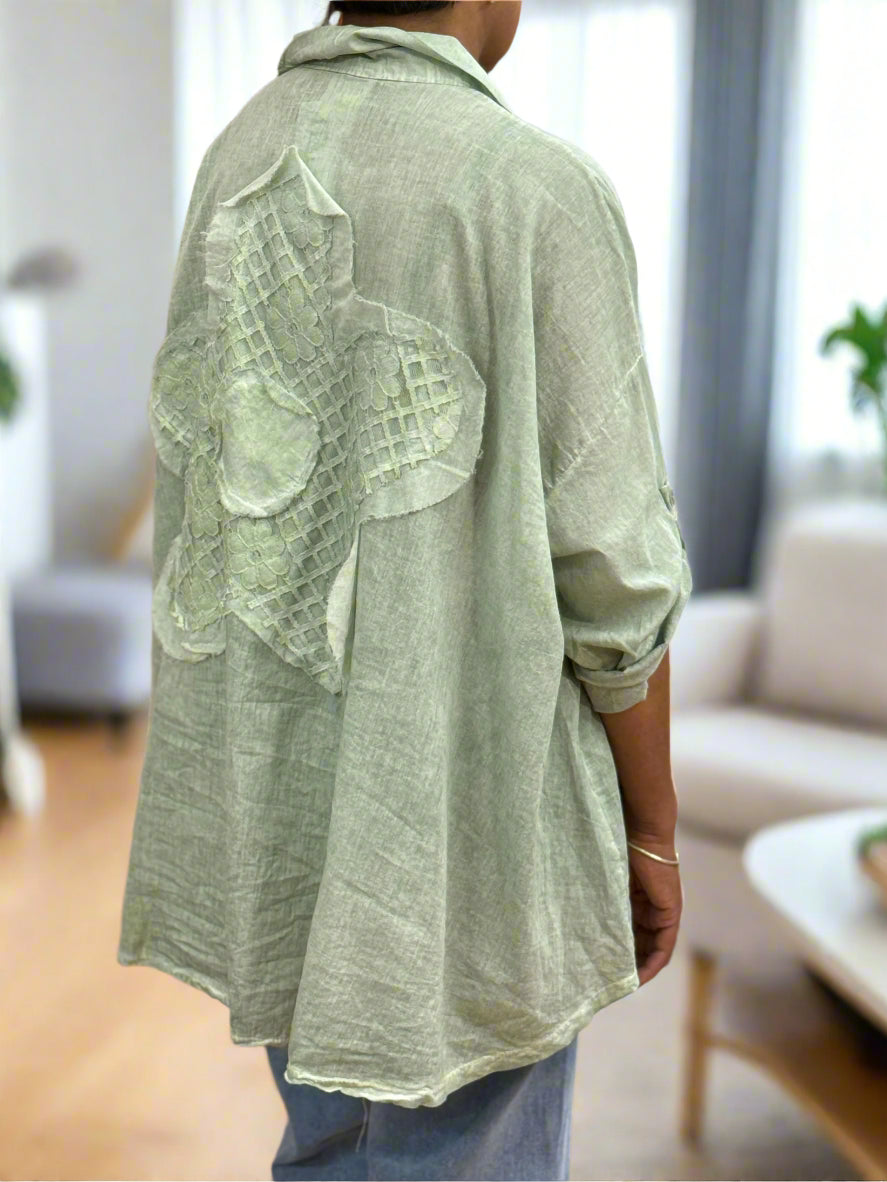 HANNAH- WASHED FLOWER APP SHIRT