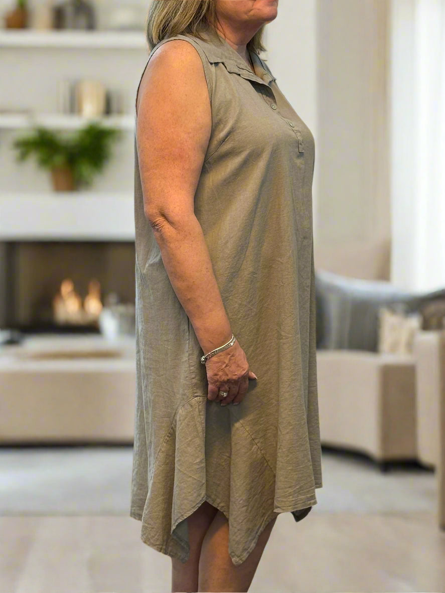 SARA- COTTON LINEN PK SHIRT DRESS