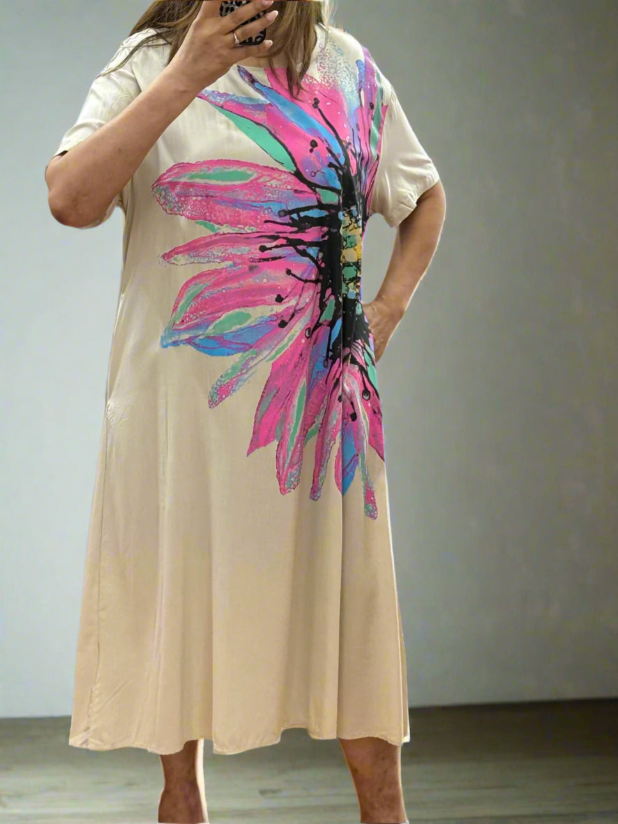 CANDICE-FLY OUT PRINT FLOWER DRESS