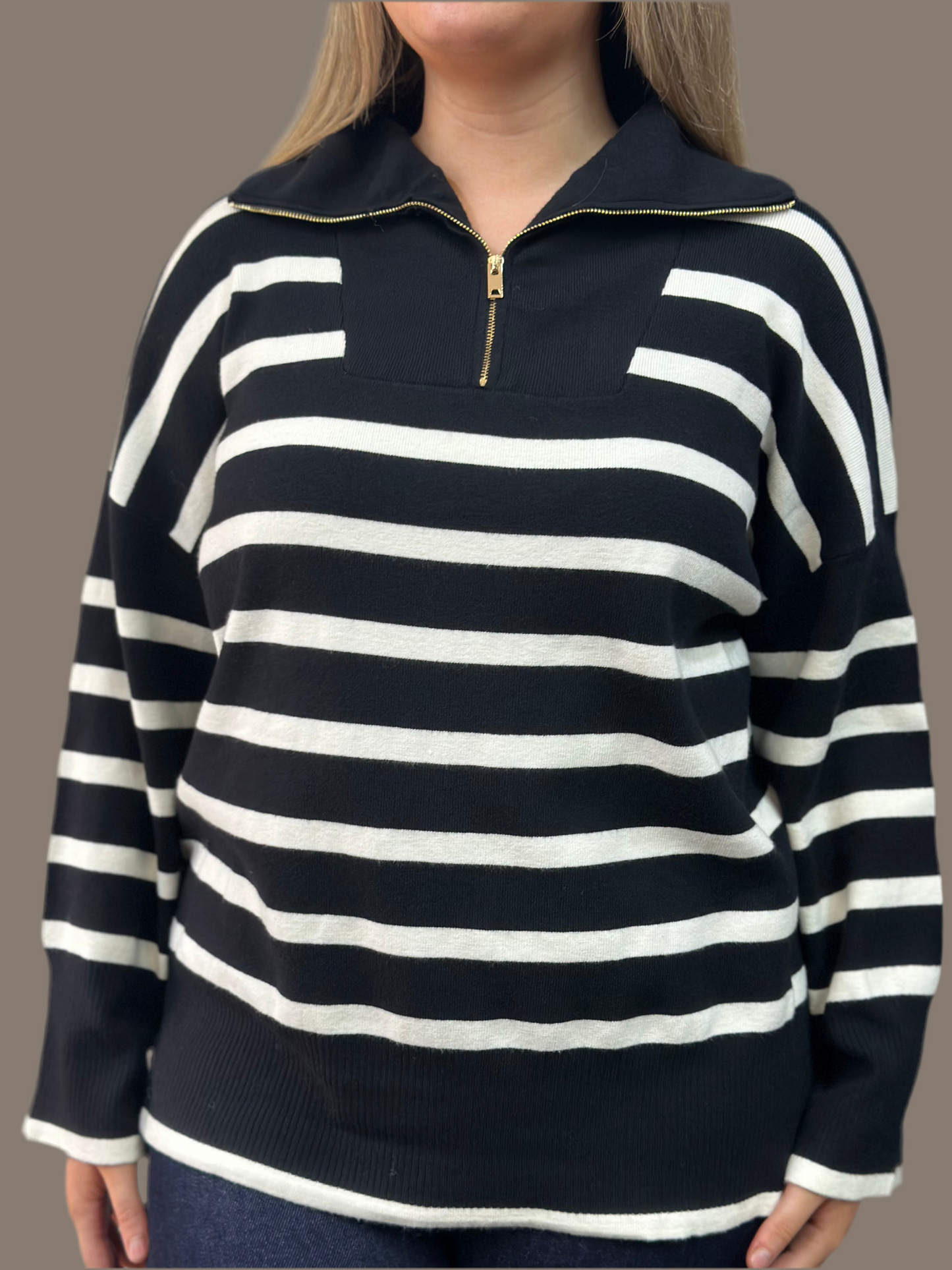 ADDIE O/S RUGBY ZIP KNIT JUMPER