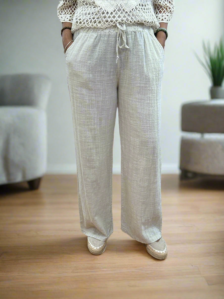 CARLTON - SLUB LINEN LOOK STR LEG TROUSER