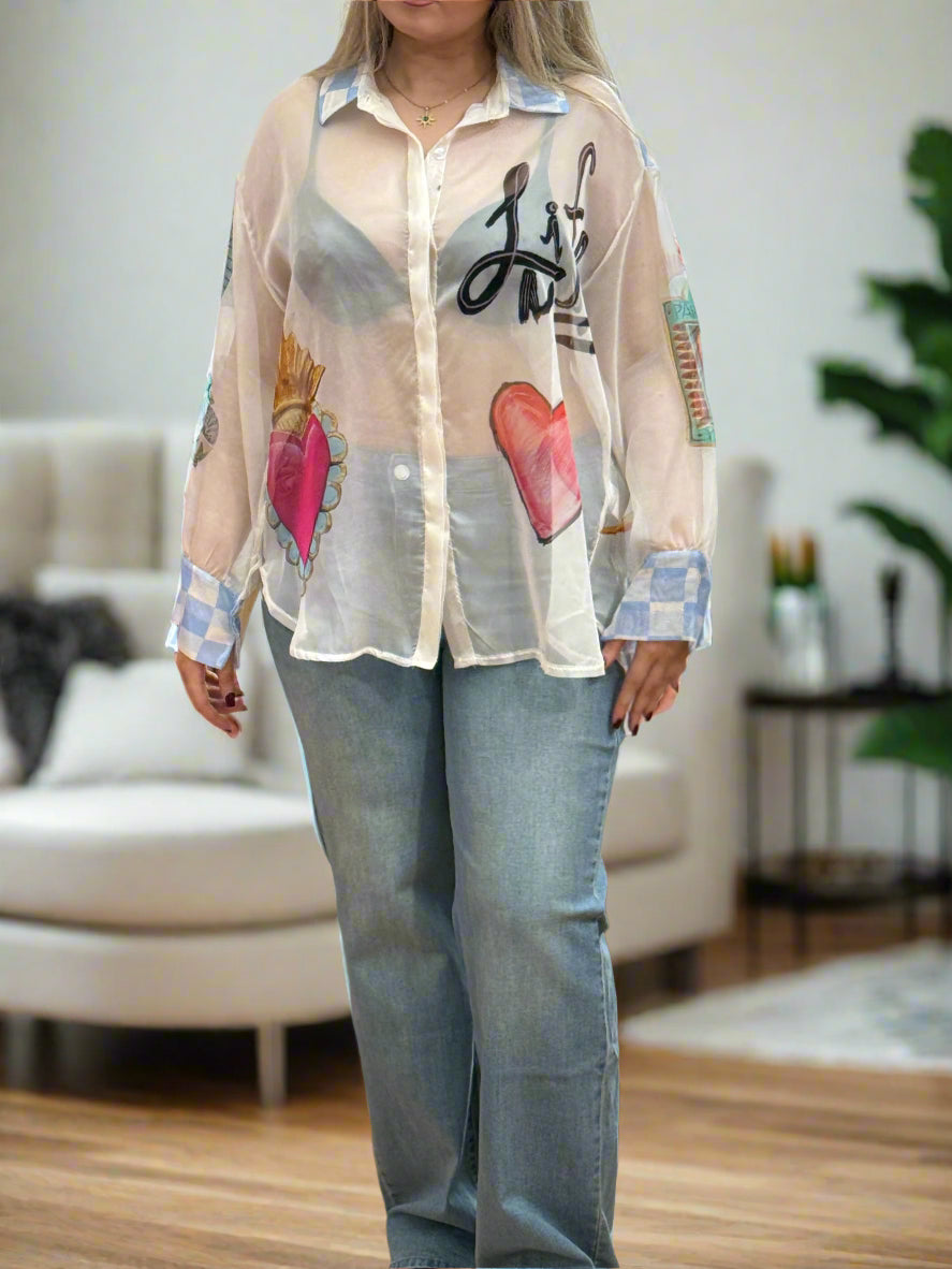 ALYSSA- LOVE LIFE SHEER BLOUSE/SHIRT