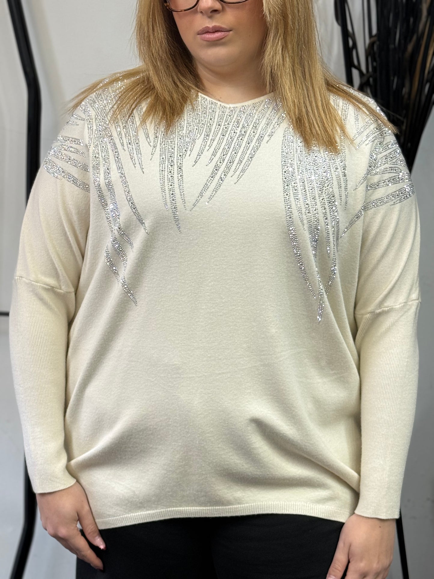 MILENA -O/S SEQUIN SHOULDER KNIT-#BlackFridaySale