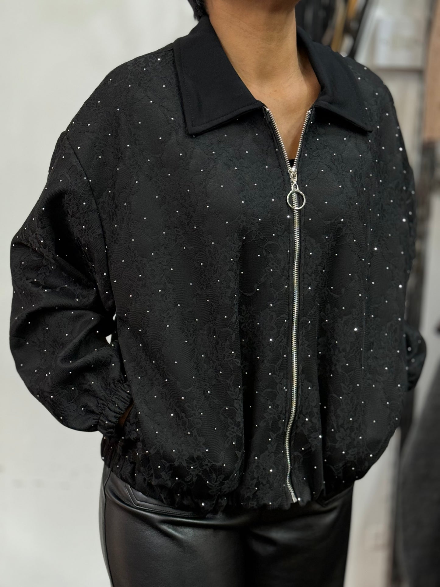 ELLIE- SPARKLE LACE BOMBER JACKET 🖤BLACKFRIDAYWKEND-££OFF