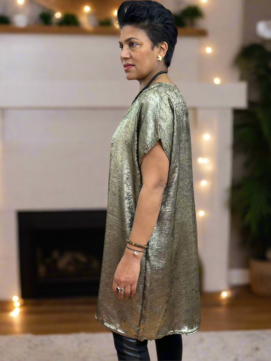 METALLIC TUNIC DRESS-#SALE