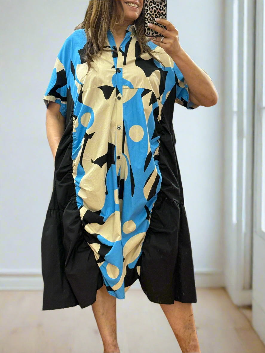 FREYA-FLYOUT PATT SHIRT DRESS --#LAST 1 LEFT