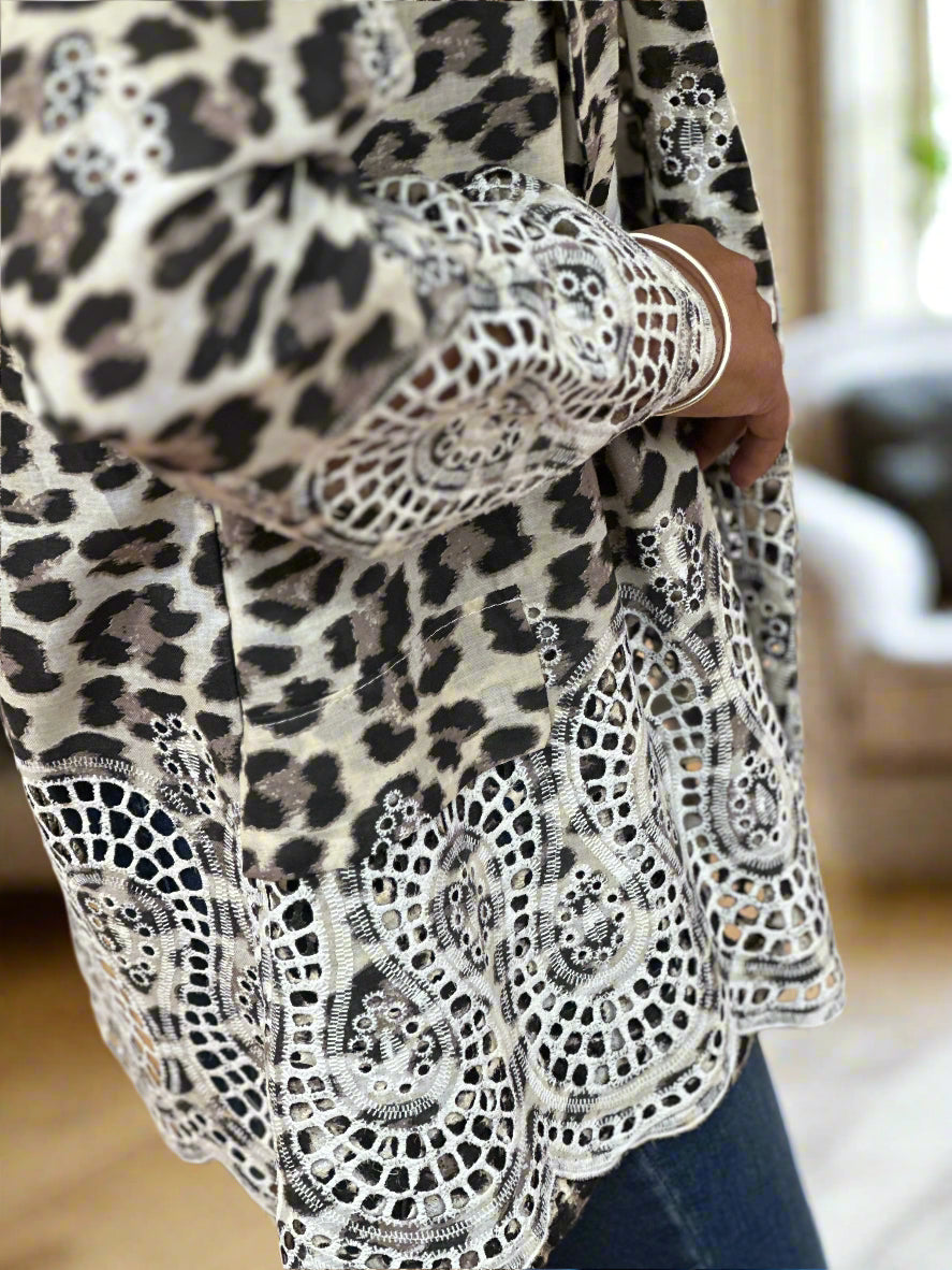 ANIMAL PRINT EMB ENG BLAZER