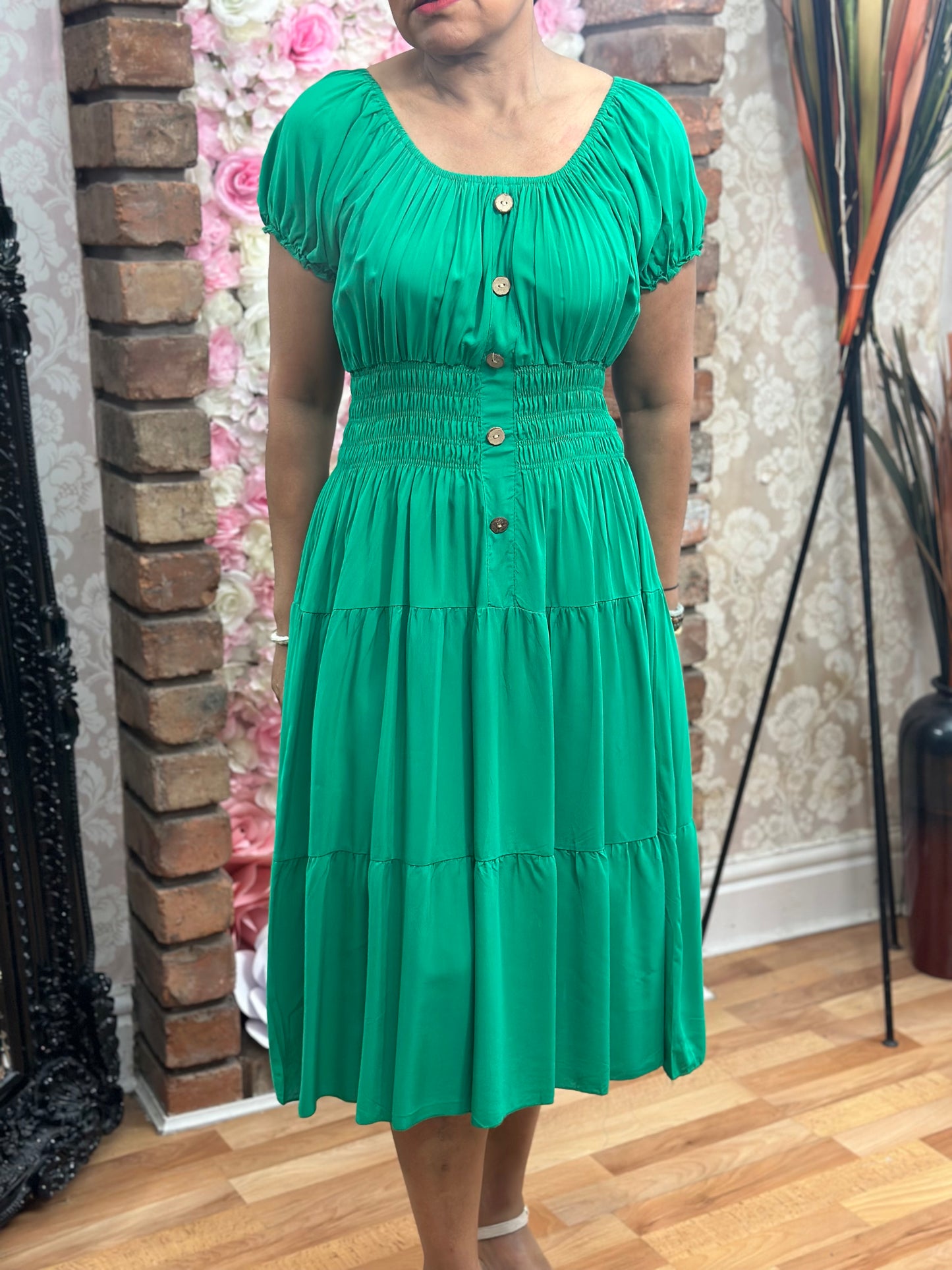 KAT- BARDOT PLAIN MIDI DRESS