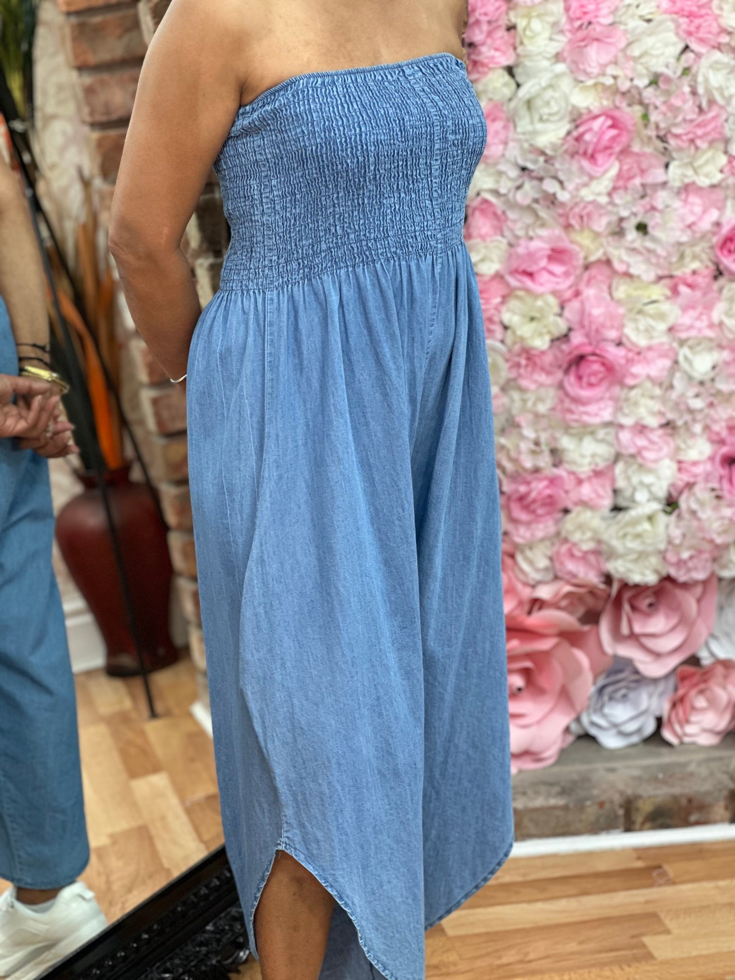DENIM BOOBTUBE J/SUIT-