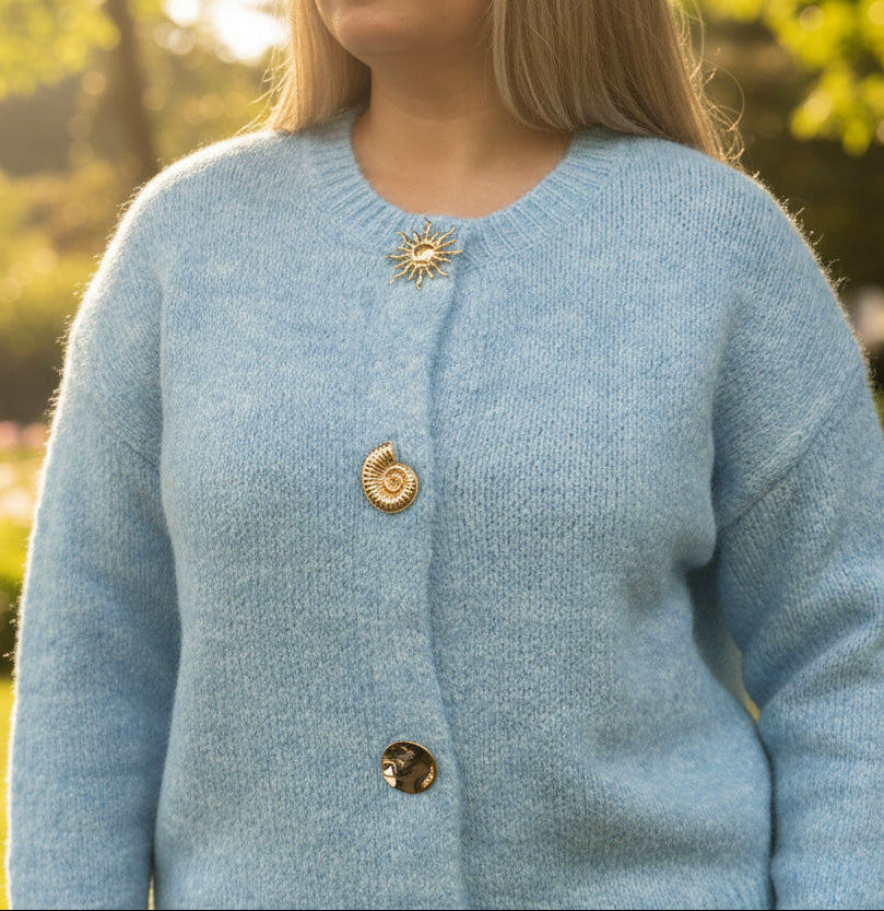 HALY- GOLD COASTAL BUTTON CARDI-#MOTHERS’DAY