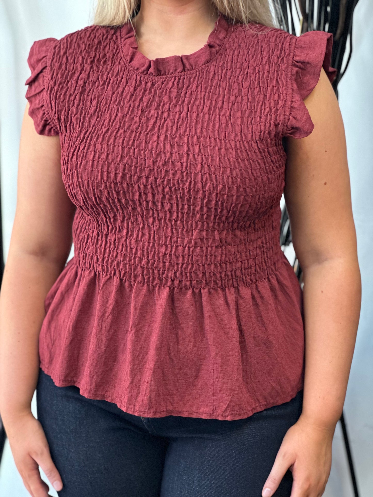 AMIE - SHEARING FRILL SLV TOP