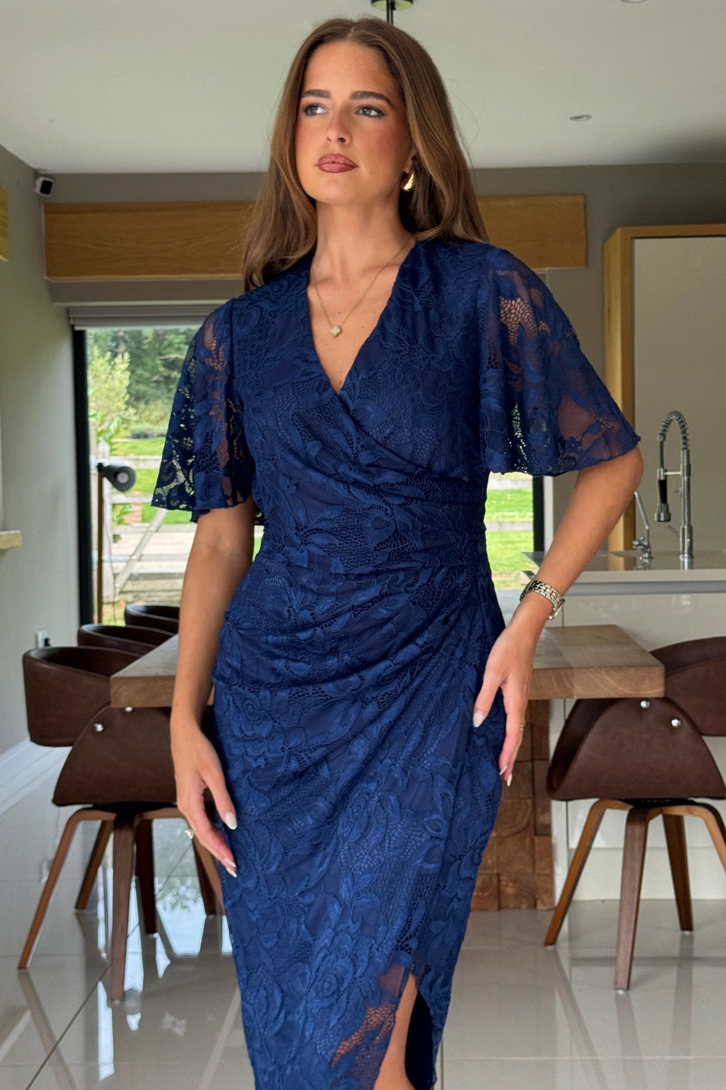 TASHA - LACE WRAP MIDI DRESS