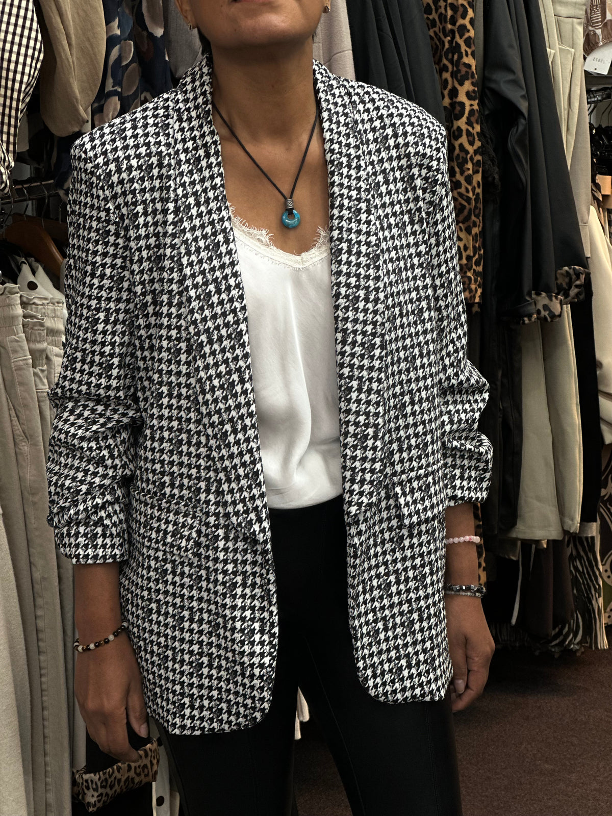 MIMI - DOGTOOTH PRINT BLAZER