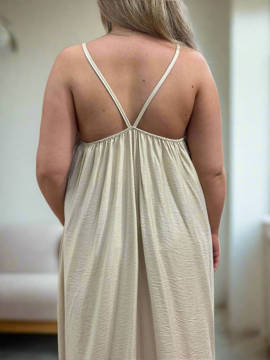 ADELE- CHAIN NECK STRAPPY O/S DRESS